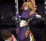  anthro atigernamedcasey belly blue_eyes bodily_fluids casey_winters caseythetiger clothed clothing colored_stripes crop_top crossdressing curvaceous curvy_figure deadlift digital_media_(artwork) dyed-hair exercise felid fluffy fluffy_tail fur girly hair hand_wraps hi_res highlights_(coloring) ladybear leaning leaning_back looking_at_viewer male mammal midriff multicolored_tail muscular muscular_anthro muscular_thighs navel pantherine ponytail purple_hair rainbow_tail shirt solo stripes sweat tail thick_thighs thigh_window tiger topwear voluptuous weightlifting white_body white_fur wide_hips workout workout_clothing workout_equipment wraps 