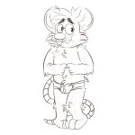  2023 anthro biped bulge clothing hi_res humanoid_hands male mammal mouse murid murine mushketeery navel rodent simple_background sketch solo underwear 