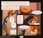  anthro clothed clothing collar comic dialogue dildo domestic_cat english_text felid feline felis ginger_(iginger) girly green_eyes hair iginger inner_ear_fluff male mammal one_eye_closed open_mouth orange_hair sex_toy solo teeth text tuft 