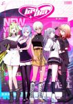  5girls ;d artist_request bing_hayu blonde_hair blue_hair colored_inner_hair dress full_body green_eyes green_hair grey_eyes grey_hair high-waist_skirt highres lee_ani long_hair luvdia multicolored_hair multiple_girls official_art one_eye_closed park_dona pink_hair red_eyes red_hair sailor_collar second-party_source short_hair shorts skirt smile standing streaked_hair tan twintails u-lili v virtual_youtuber white_hair yang_mei yellow_eyes yellow_shorts 