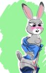  anthro blush breasts clothed clothing disney embarrassed female genitals hi_res judy_hopps lagomorph leporid mammal myxo nipples panties partially_clothed purple_eyes pussy rabbit simple_background sketch solo underwear underwear_down undressing zootopia 