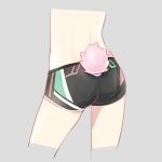  1boy ansel_(arknights) arknights artist_request ass black_male_underwear cropped_legs from_behind grey_background lower_body male_focus male_underwear rabbit_boy rabbit_tail simple_background solo tail tail_through_clothes underwear 