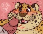  &lt;3 2023 anthro anthro_on_anthro benjamin_clawhauser black_eyes blush blush_lines campfire_donut cheetah contact_onomatopoeia countershading dialogue digital_media_(artwork) disney duo english_description english_text erection faceless_character faceless_male fangs felid feline fur genitals glistening glistening_eyes happy humanoid_genitalia humanoid_penis inner_ear_fluff looking_at_genitalia looking_at_penis male male/male mammal navel onomatopoeia open_mouth open_smile overweight overweight_anthro overweight_male penis penis_on_face pink_background pink_penis short_penis simple_background smile solo_focus sound_effects spots spotted_body spotted_fur tan_body tan_countershading teeth text thick_penis tongue tuft vein veiny_penis whiskers yellow_body yellow_fur zootopia 