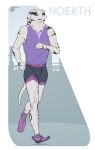  anthro athletic athletic_anthro athletic_male clothing exercise exercise_clothing footwear hi_res male petresko running seyloid solo striped_body stripes 