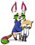  alpha_channel anthro big_ears blue_clothing blue_hoodie blue_topwear canid canine chibi clothing danakara duo female fennec fox hi_res hoodie lostwisdom makeup mammal neco-arc tail topwear tsukihime type-moon 