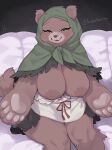  &lt;3 2023 absurd_res anthro areola bear bedroom_eyes big_breasts biped blush breasts brown_eyes brown_nipples digital_media_(artwork) eyelashes female hi_res hood kame_3 mammal mature_female narrowed_eyes nipples pawpads seductive smile solo 