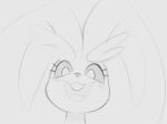 2023 ambiguous_gender anthro arteficialtrees big_ears blush buckteeth eyelashes generation_4_pokemon grey_background greyscale head_tuft long_ears looking_at_viewer lopunny monochrome nintendo open_mouth pokemon pokemon_(species) shaded simple_background sketch solo teeth tongue tuft 