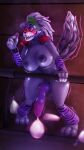  3d_(artwork) absurd_res animal_genitalia animal_penis anthro balls big_balls big_breasts big_penis blush bodily_fluids breasts canid canine canine_genitalia canine_penis canis condom cum digital_media_(artwork) ejaculation filled_condom five_nights_at_freddy&#039;s five_nights_at_freddy&#039;s:_security_breach genital_fluids genitals gynomorph hi_res intersex mammal masturbation penis pent_up rohaz roxanne_wolf_(fnaf) scottgames sexual_barrier_device solo source_filmmaker steam sweat thick_thighs wearing_condom wet wet_body wolf 