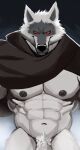  2023 abs absurd_res anthro barazoku big_muscles big_pecs black_background black_sclera canid canine canis cloak clothing darknaigart death_(puss_in_boots) dreamworks front_view fur genitals gradient_background grey_body grey_fur hi_res huge_muscles humanoid_genitalia humanoid_penis looking_at_viewer male mammal multicolored_body multicolored_fur muscular muscular_anthro muscular_male narrowed_eyes navel nipples nude obliques pecs penis penis_base pubes puss_in_boots_(film) puss_in_boots_the_last_wish red_eyes shaded shadow simple_background smile solo standing thick_thighs tuft two_tone_body two_tone_fur vein white_background wolf 