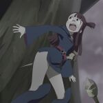  1girl breasts brown_hair dress haruyama_kazunori kagari_atsuko little_witch_academia long_hair luna_nova_school_uniform open_mouth school_uniform skirt solo 