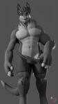  4k 9:16 abs absurd_res anthro biceps boxer_briefs boxers_(clothing) boxers_only chad_(meme) claws claws_out clothed clothing digital_media_(artwork) eyebrows fingers fur greyscale hair hi_res latiospegasus long_tail looking_at_viewer male meme monochrome muscular muscular_anthro muscular_male navel nipples open_mouth papagen paws pecs simple_background smile smirk solo solo_focus standing striptease tail teeth topless tuft underwear underwear_only watermark 