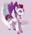 alternate_hairstyle bandanna brot-art cutie_mark equid equine eyebrows feathered_wings feathers female feral green_hair hair hasbro hooves kerchief mammal mlp_g5 multicolored_body multicolored_feathers multicolored_hair multicolored_wings my_little_pony pegasus pink_hair pink_tail purple_body purple_feathers smile solo tail two_tone_hair two_tone_tail white_body white_feathers wings zipp_storm_(mlp) 