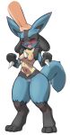  1girl :3 ^_^ animal_ears animal_feet barefoot black_fur blue_fur blush body_fur breasts closed_eyes commentary completely_nude disembodied_limb english_commentary fangs feet hand_on_another&#039;s_head happy headpat highres hitmanatee lucario multicolored_fur navel no_nipples nude open_mouth pokemon pokemon_(creature) pussy raised_eyebrows simple_background small_breasts smile snout solo_focus spikes stomach tail thick_thighs thighs uncensored white_background wide_hips wolf_ears wolf_girl wolf_tail yellow_fur 