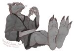  anthro barefoot claws clothed clothing eating feet food foot_focus kredri male mammal master_splinter murid murine paws pizza rat rodent simple_background soles solo teenage_mutant_ninja_turtles toe_claws toes 