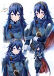  1girl ameno_(a_meno0) bangs blue_eyes blue_hair blush cape fingerless_gloves fire_emblem fire_emblem_awakening fire_emblem_engage gloves hair_between_eyes jewelry long_hair looking_at_viewer lucina_(fire_emblem) ring simple_background smile solo tiara 