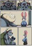  anthro bovid bovine chief_bogo disney duo female hakiahki hi_res judy_hopps lagomorph leporid male male/female mammal rabbit true_buffalo water_buffalo zootopia 