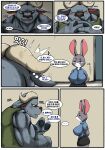  anthro bovid bovine chief_bogo disney duo female group hakiahki hi_res judy_hopps korean_text lagomorph leporid male male/female mammal rabbit text translation_request true_buffalo water_buffalo zootopia 