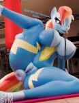  16:9 3d_(artwork) anthro anus big_breasts big_butt breasts butt digital_media_(artwork) female friendship_is_magic genitals hasbro hi_res huge_breasts huge_butt my_little_pony nude puffy_anus pussy rainbow_dash_(mlp) smile solo symm text tongue tongue_out widescreen 