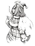  1girl ahoge animal_ears box capelet carrying_over_shoulder coat ears_down gift gift_box greyscale hat highres holding holding_paper holding_sack horse_ears horse_girl horse_tail long_sleeves mame_nabe_donko medium_hair meisho_doto_(umamusume) monochrome paper sack santa_hat solo tail tearing_up tears torn_bag traditional_media translation_request 