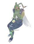  absurd_res animal_humanoid antennae_(anatomy) arthropod arthropod_humanoid bandai_namco blush claws digimon digimon_(species) duo evolutionary_family green_body hi_res humanoid insect insect_humanoid insect_wings kimchan_c leafmon male pacifier red_eyes sitting stingmon waddling_head wings 