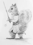  anthro armor clothing graphite_(artwork) greyscale hi_res lied_etal male mammal melee_weapon monochrome pencil_(artwork) rodent sciurid signature simple_background sketch smile solo sword traditional_media_(artwork) tree_squirrel weapon white_background 