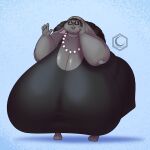  absurd_res anthro big_breasts big_butt breasts butt cleavage clothed clothing crescent-blue-zero dress eyewear female glasses green_eyes grey_body hi_res huge_breasts huge_butt hyper hyper_breasts hyper_butt jewelry lagomorph leporid mama_rabbit_(tmftw) mammal necklace obese obese_anthro obese_female open_mouth overweight overweight_anthro overweight_female rabbit solo the_man_from_the_window zed_technician_games 