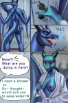  anthro bathroom breasts butt catpumpkin clothing comic dragon duo english_text female hi_res horn incest_(lore) male male/female mother panties parent robe sex shower text underwear 