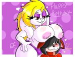  anthro big_breasts black_hair blonde_hair blush bomba_world12 boobs_on_head breasts broodal buckteeth clothing duo fan_character female fur hair hariet_(mario) hi_res lagomorph leporid male male/female mammal mario_bros nintendo panties purple_makeup rabbit red_body red_eyes red_fur super_mario_odyssey teeth thick_thighs underwear white_body white_fur 