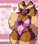  &lt;3 2023 :3 absurd_res anthro artist_name bedroom_eyes big_breasts black_sclera breasts brown_body brown_fur bunny_costume clothing costume curvy_figure digital_media_(artwork) eyebrows eyelashes female front_view fur generation_4_pokemon hands_behind_back head_tuft hi_res huge_breasts looking_at_viewer lopunny multicolored_body multicolored_fur narrowed_eyes nintendo outline pink_background pink_clothing pink_eyes pink_nose pokemon pokemon_(species) sawcraft1 scut_tail seductive short_tail simple_background smile solo speech_bubble standing tail tan_body tan_fur thick_thighs tuft voluptuous white_outline wide_hips 