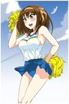  bad_id bad_pixiv_id blush brown_eyes brown_hair buruma cheerleader cloud day hair_ribbon hairband miyakodori_takayuki open_mouth outdoors pom_poms ribbon short_hair skirt skirt_lift sky solo suzumiya_haruhi suzumiya_haruhi_no_yuuutsu upskirt 