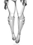  1girl artist_name boots copyright_request dress greyscale knee_boots lower_body microdress monochrome nail_polish out_of_frame pigeon-toed see-through simple_background solo standing thigh_boots thighhighs toenail_polish toenails xhe_1992 