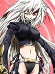  ahoge belly_button belt gloves king_of_fighters m.u.g.e.n midriff mugen_(game) navel red_eyes snk sula white_hair 