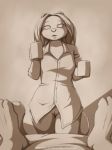  2018 anthro bottomless brooke_reed clothed clothing conditional_dnp duo eyelashes faceless_ambiguous female fur hair holding_cup jay_naylor mammal monochrome open_mouth procyonid pussy raccoon shirt solo_focus url 