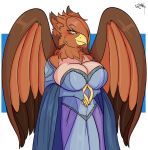 avian blush breasts cleavage clothed clothing dress female gryphon jwinkz solo 