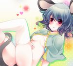  animal_ears bad_id bad_pixiv_id blush breasts grey_hair jewelry medium_breasts mouse_ears mouse_tail nazrin pendant red_eyes sanada_nako short_hair solo tail thighhighs touhou white_legwear 