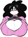  blush breasts cleavage cleavage_cutout clothed clothing female giant_panda hair jwinkz keyhole_turtleneck mammal smile solo sweater turtleneck_sweater ursid 