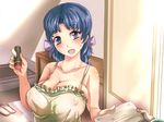  bad_id bad_pixiv_id blue_hair breasts camisole covered_nipples hair_ribbon huge_breasts mailman mature no_bra ribbon see-through solo suoni_(deeperocean) 