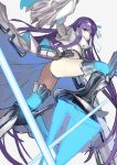  1girl ashiwara_yuu ass blue_eyes bow fate/extra fate/extra_ccc fate/grand_order fate_(series) from_behind hair_bow long_hair meltlilith midriff purple_hair sketch sleeves_past_fingers sleeves_past_wrists smile thighs 