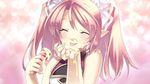  :p ^_^ agarest_senki agarest_senki_(series) blush close-up closed_eyes elf ellis_(agarest_senki) fingernails food hair_ribbon hands happy hirano_katsuyuki ice_cream long_fingernails long_hair messy official_art pink_hair pointy_ears ribbon sexually_suggestive solo suggestive_fluid tongue tongue_out turtleneck twintails 