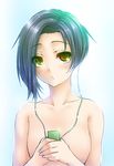  cable digital_media_player green_eyes green_hair kobayakawa_rinko looking_at_viewer love_plus nude short_hair solo upper_body yoshida_inuhito 