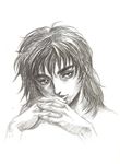  berserk casca greyscale highres monochrome pencil sketch solo traditional_media 