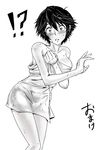  areolae blush breasts embarrassed greyscale medium_breasts monochrome naked_towel persona persona_4 shirogane_naoto short_hair solo surprised suta_furachina towel wet 