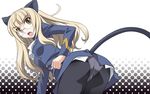  animal_ears ass bad_id bad_pixiv_id blonde_hair cat_ears glasses long_hair nyoro_(nyoronyoro000) open_mouth panties panties_under_pantyhose pantyhose perrine_h_clostermann solo strike_witches tail trefoil underwear uniform world_witches_series yellow_eyes 