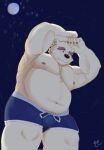  anthro bear belly biceps bottomwear bulge clothing eyebrows fur hi_res leib_(tas) lifewonders male mammal nipples overweight pecs polar_bear shorts solo swimwear tengzai05 thick_eyebrows tokyo_afterschool_summoners ursine white_body white_fur 