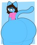  :3 absurd_res ambiguous_gender anthro bedroom_eyes big_butt black_nose blue_body bottomless brown_hair butt clothed clothing cyandrive98 domestic_cat eyelashes felid feline felis girly hair hi_res huge_butt lucky_(bluearts02) mammal narrowed_eyes no_irises pink_clothing pink_shirt pink_topwear russian_blue seductive shirt shirt_only simple_background simple_eyes solo topwear topwear_only wide_hips 