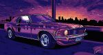  animated animated_gif artist_name car english_commentary ford ford_mustang from_side ground_vehicle lowres motor_vehicle necrocamo no_humans original pixel_art purple_theme reflection skyline sunset vehicle_focus 