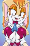  anthro areola big_breasts blush breast_grab breasts female hand_on_breast hi_res lagomorph leporid mammal mature_female rabbit sega solo sonic_the_hedgehog_(series) sonicguru vanilla_the_rabbit 