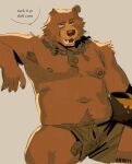  2023 anthro armpit_hair baby_bear bear body_hair brown_body clothing dialogue english_text genitals kafka_(artist) male mammal navel nipples penis puss_in_boots_(film) puss_in_boots_the_last_wish sitting slightly_chubby solo text underwear 