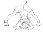  2021 anthro ass_up biped breasts butt claws cleavage clothed clothing digital_media_(artwork) eyebrows eyelashes feet female furgonomics hair hands_together hood jack-o&#039;_pose legwear mammal monochrome pose simple_background sketch solo tail toe_claws v3nusbby white_background 