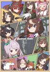  1other 6+girls :o =_= air_groove_(umamusume) amonitto animal_ears antenna_hair arms_up ascot bangs black_gloves black_hair black_jacket blue_eyes blue_jacket blush bottle bow braid breasts brown_ascot brown_eyes brown_hair brown_headwear cape cleavage closed_eyes commentary copyright_name cosplay daiwa_scarlet_(umamusume) ear_bow ear_covers ear_ornament epaulettes food french_braid frilled_sleeves frills gate gloves gold_ship_(racehorse) gold_ship_(umamusume) gold_ship_(umamusume)_(cosplay) green_jacket gym_shirt gym_uniform hair_between_eyes hair_bow hair_intakes hair_ornament hair_over_one_eye hair_ribbon hairband half_updo haru_urara_(umamusume) high_ponytail highres hime_cut holding holding_bottle holding_food horse horse_ears horse_girl horseshoe jacket kitasan_black_(umamusume) large_breasts long_hair long_sleeves looking_to_the_side looking_up low-tied_long_hair mejiro_mcqueen_(umamusume) multicolored_clothes multicolored_hair multicolored_jacket multiple_girls neck_ribbon onigiri open_clothes open_jacket orange_hair paid_reward_available pillbox_hat pink_ascot pink_bow pink_hair ponytail purple_bow purple_eyes purple_hair purple_ribbon real_life red_bow red_cape red_eyes red_hairband red_ribbon ribbon satono_diamond_(umamusume) shirt short_hair silence_suzuka_(umamusume) single_epaulette sleeves_past_fingers sleeves_past_wrists smile special_week_(umamusume) streaked_hair swept_bangs symboli_rudolf_(umamusume) tiara tokai_teio_(umamusume) tongue tongue_out track_jacket twintails two-tone_hair two-tone_jacket umamusume very_long_hair vodka_(umamusume) white_ascot white_gloves white_hair white_hairband white_jacket white_shirt yellow_bow 